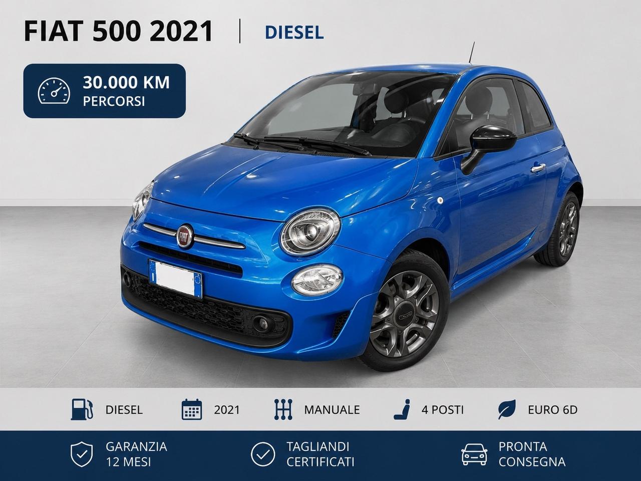 Fiat 500 30000km 1.0 Hybrid Connect-sport led-navigatore-cielo nero