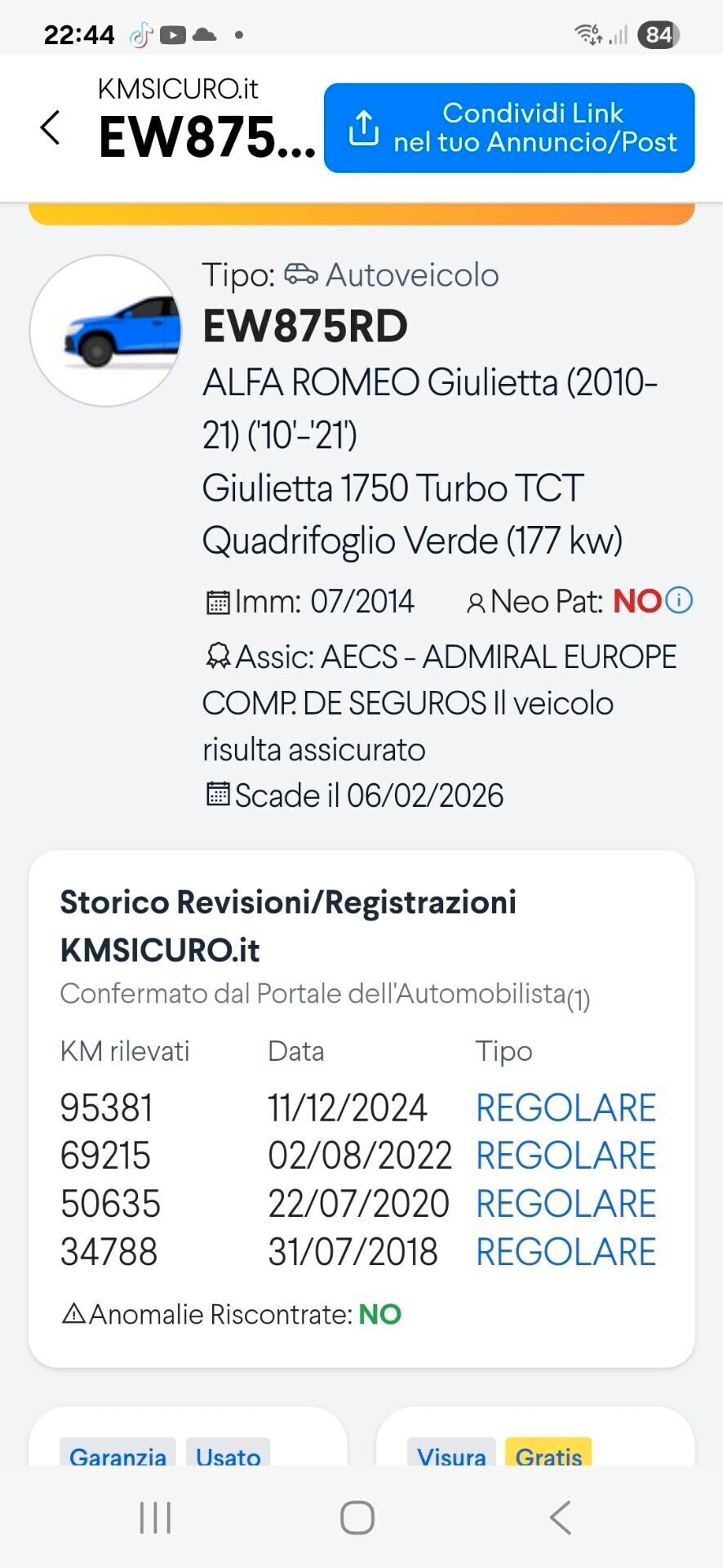 Alfa Romeo Giulietta 1750 240cv Turbo TCT Quadrifoglio Verde