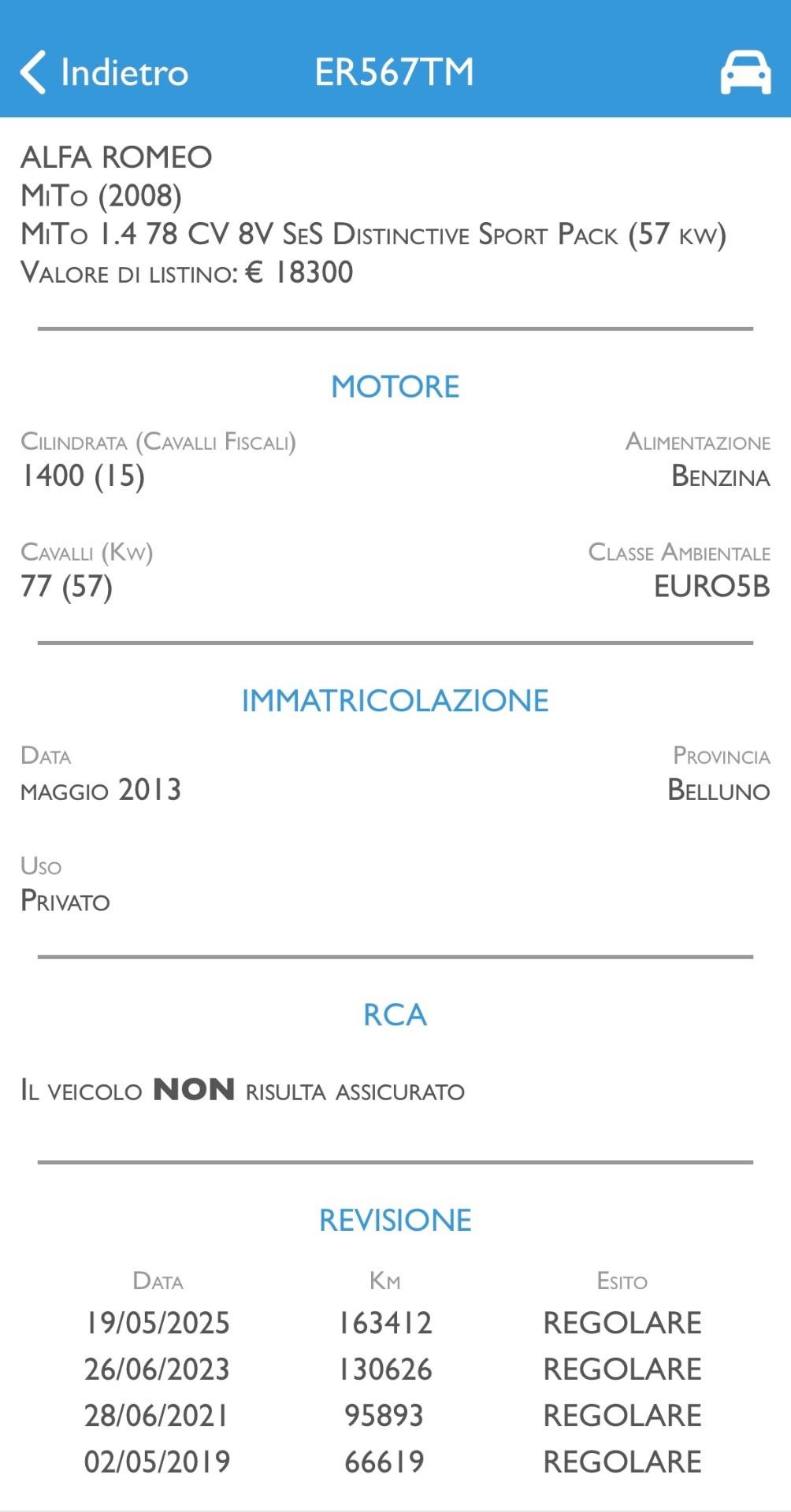 ALFA ROMEO MITO 1.4 BENZINA 3 ANNI GARANZIA TOP
