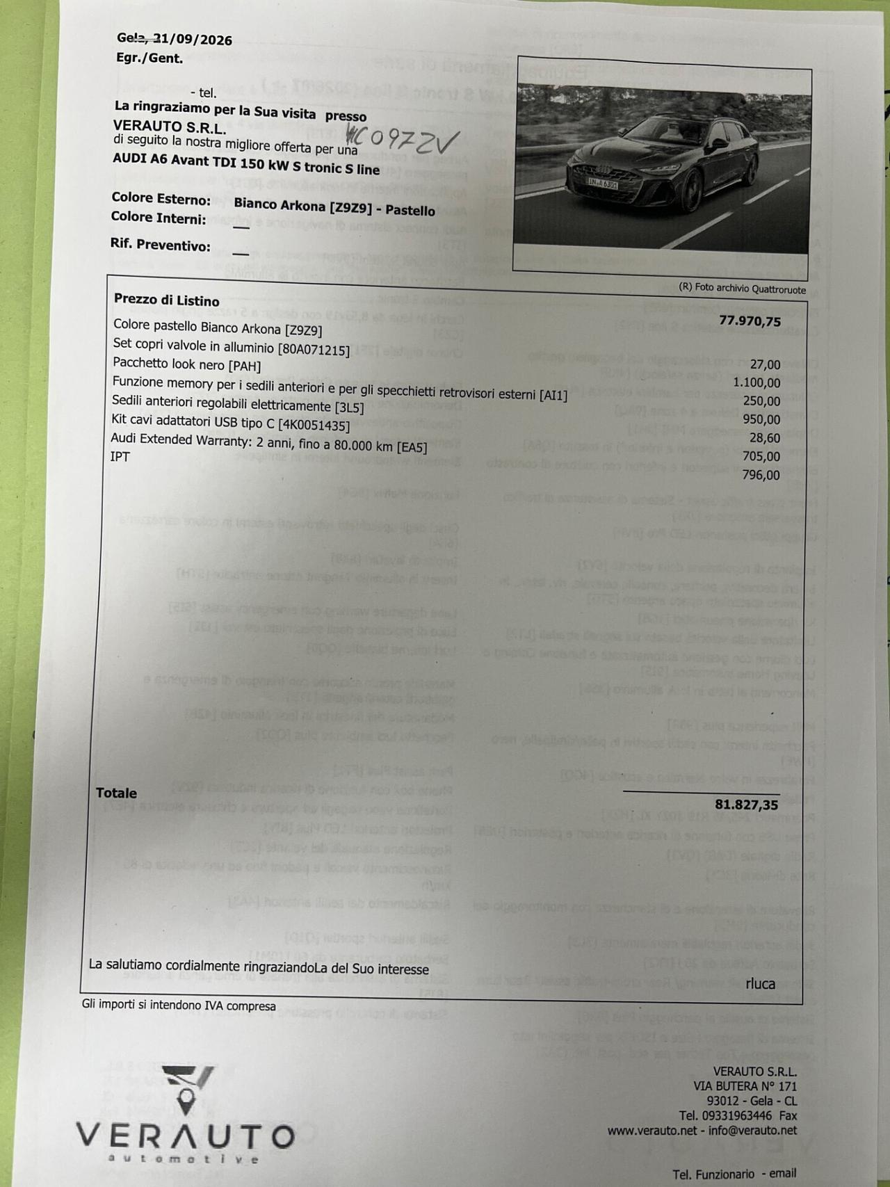 AUDI A6 Avant 2.0 TDI 204CV S tronic S line - possibilità noleggio no scoring