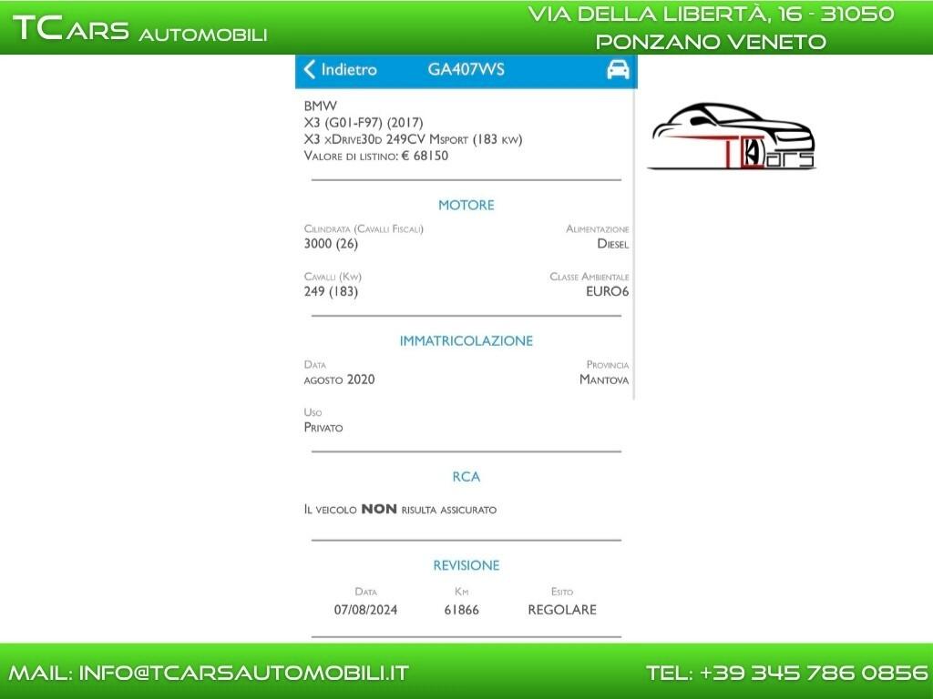 BMW X3 30D XDRIVE-IVA ESPOSTA-NO SUPERBOLLO