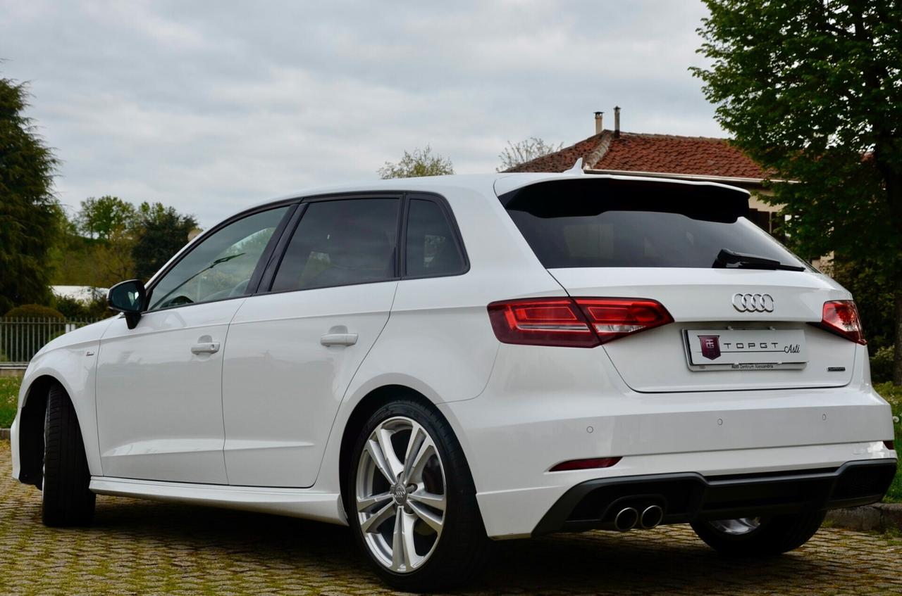 AUDI A3 SPORTBACK 2.0 TDI S-LINE INT EXT QUATTRO 150cv, UNICOPROP, UFF ITALIANA, EURO 6B, 18", NAVI, PERMUTE