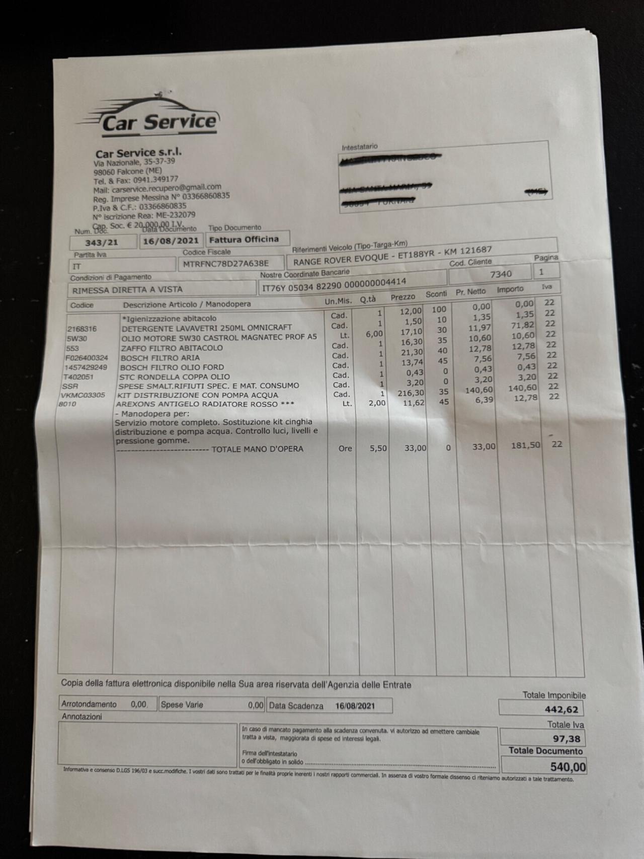 Land Rover Evoque 2.2 TD4 150cv Km certificati