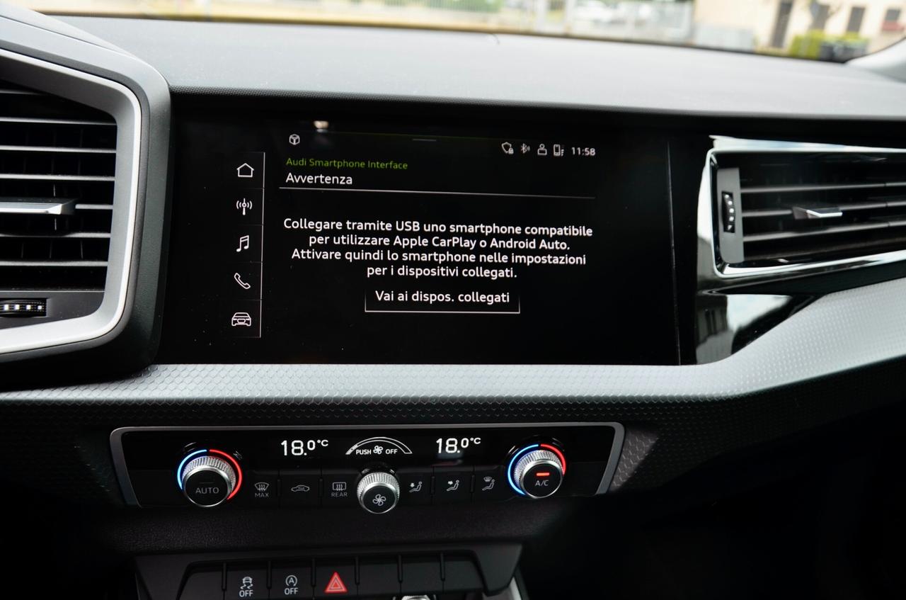 AUDI A1 SPB 30 1.0 TFSI S LINE IDENTITY BLACK 110cv S-TRONIC, GARANZIA AUDI, EURO 6D, UFF ITALIANA, SERVICE AUDI, FULL LED, APPLE ANDROID, PERMUTE