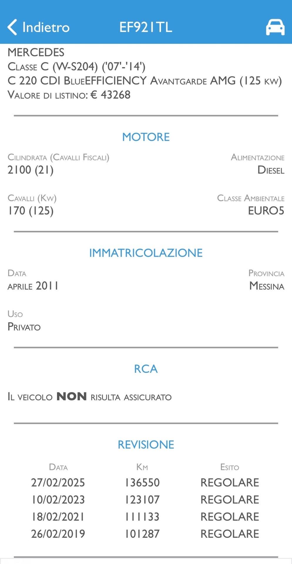 Mercedes C220 CDi 170 Cv Avantgarde 140.000 Km