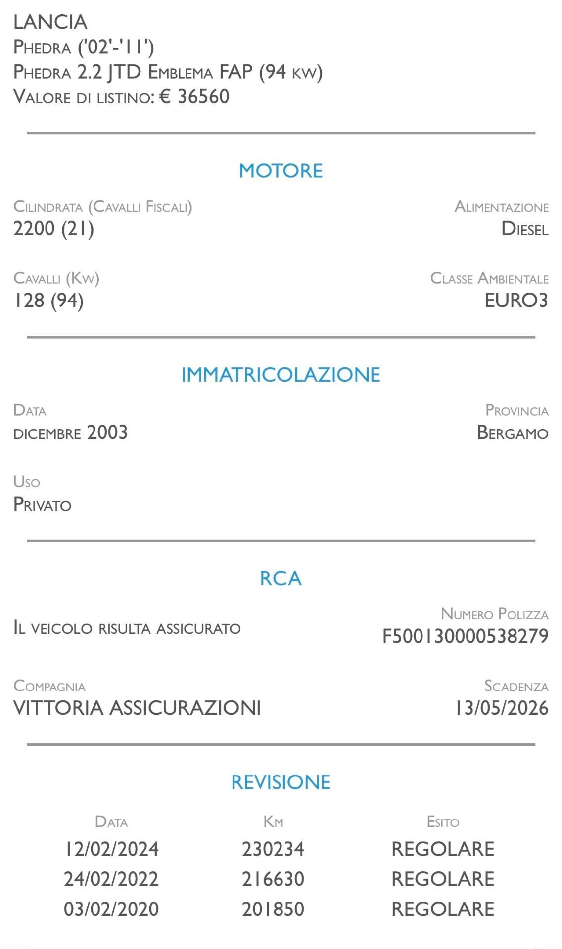 Lancia Phedra 2.2 JTD Emblema FAP - 7 Posti