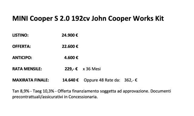 MINI Cooper S 2.0 192cv John Cooper Works Kit