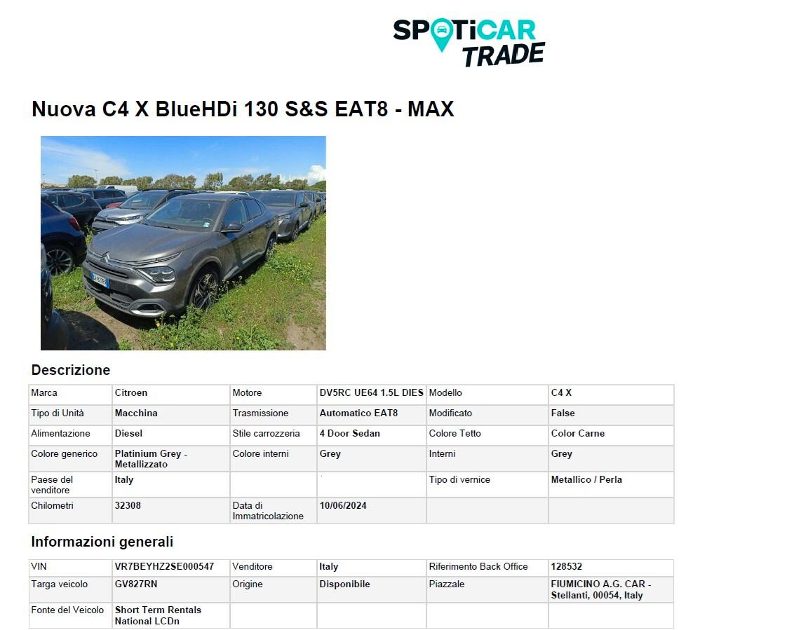 Citroen C4 X BLUEHDI 130CV SeS EAT8 MAX ( MIRROR - FARI LED NAVI TELECAMERA POST. ADAPTIVE CRUISE )
