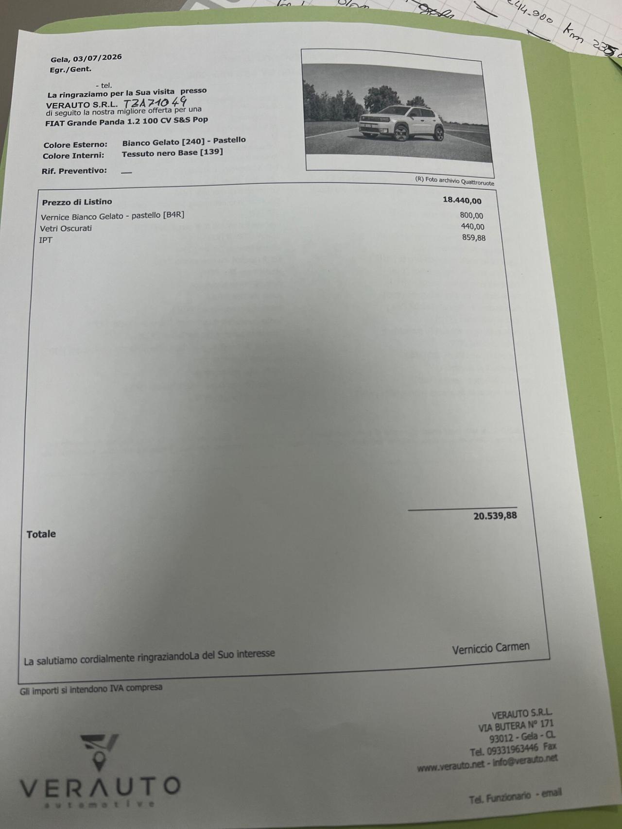 Fiat Grande Panda 1.2 100 CV S&S Pop - possibilità noleggio no scoring