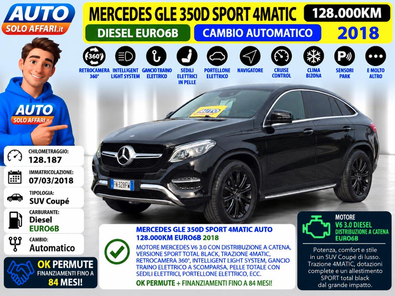 Mercedes GLE Coupe 350 D SPORT 4MATIC EURO6D CAMBIO AUTOMATICO/GANCIO TRAINO/TOTAL BLACK