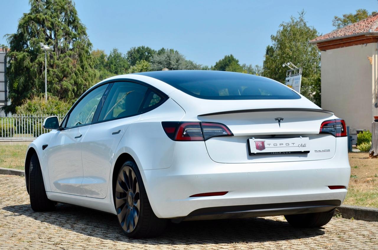 TESLA MODEL 3 PERFORMANCE DUAL MOTOR AWD, UNICOPROPRIETARIO, UFF ITALIANA, 20", PERMUTE