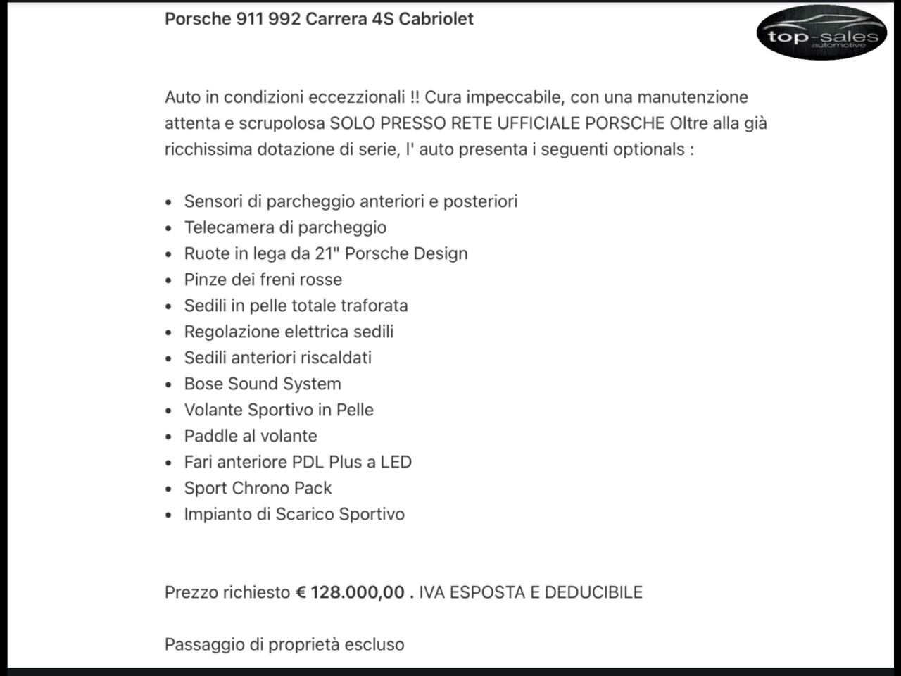 Porsche 911 Carrera 4S Cabriolet 4x4 Perfetta