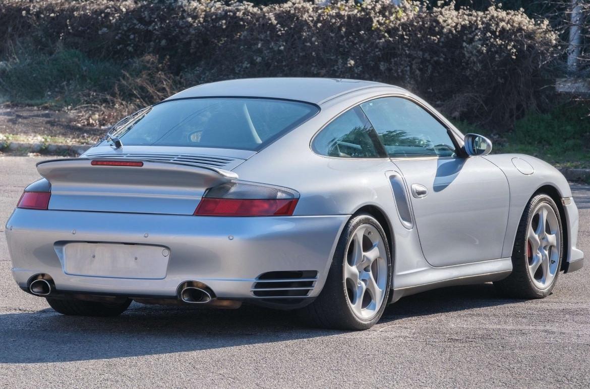 Porsche 911 996 Turbo cat Coupé manuale, 11950km! Polar Silber pelle blu metropoli