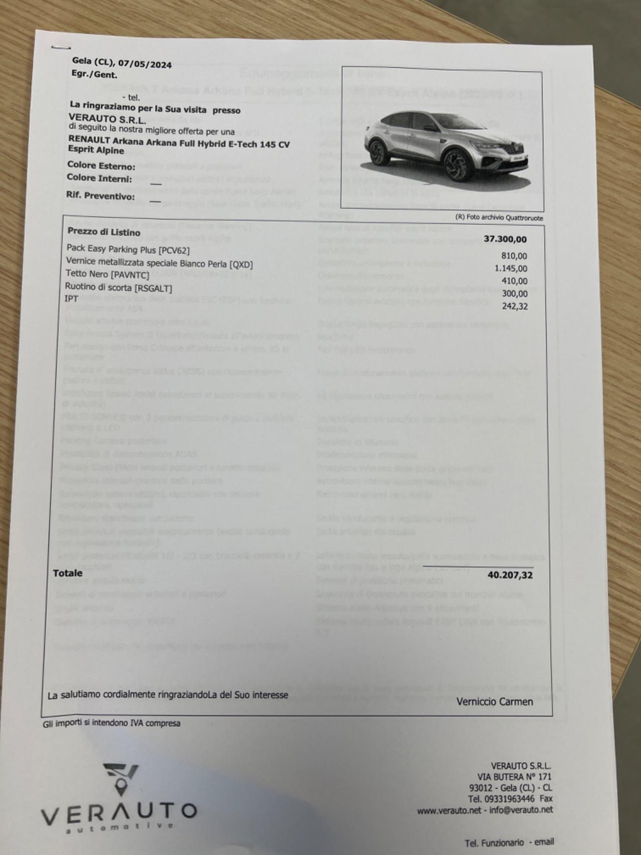 Renault Arkana 1.6 E -tech 145cv Esprit alpine - Nuova Pronta consegna 2024- listino €40.210- scontata € 35.900