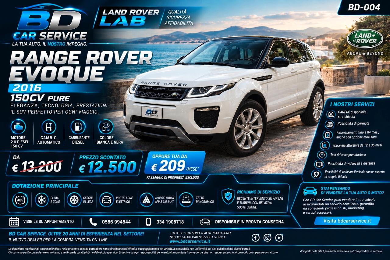 AUTO LAND ROVER RANGE ROVER EVOQUE 2.0 150CV DEL 2016 150CV PURE