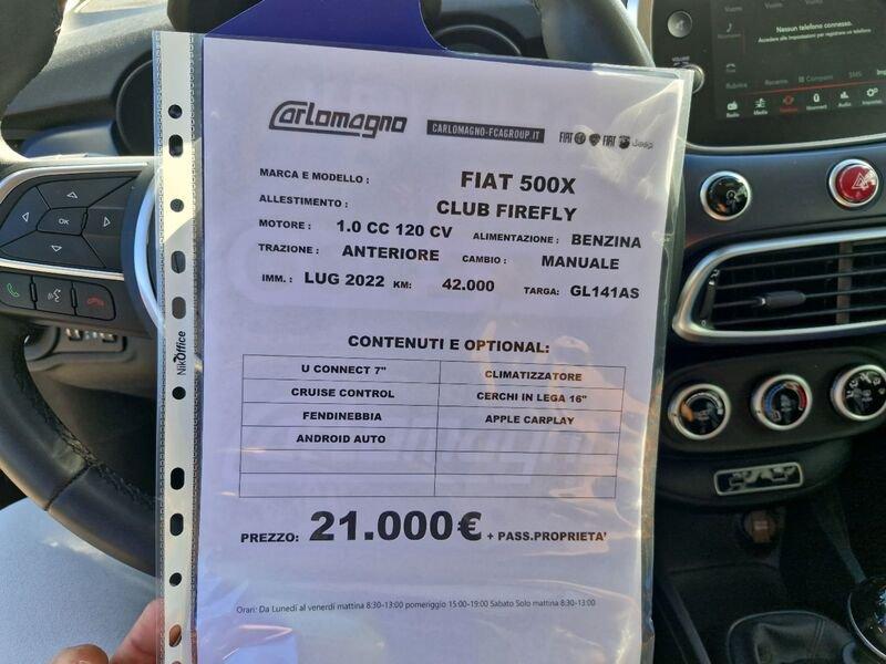 FIAT 500X 2022 1.0 t3 Club 120cv