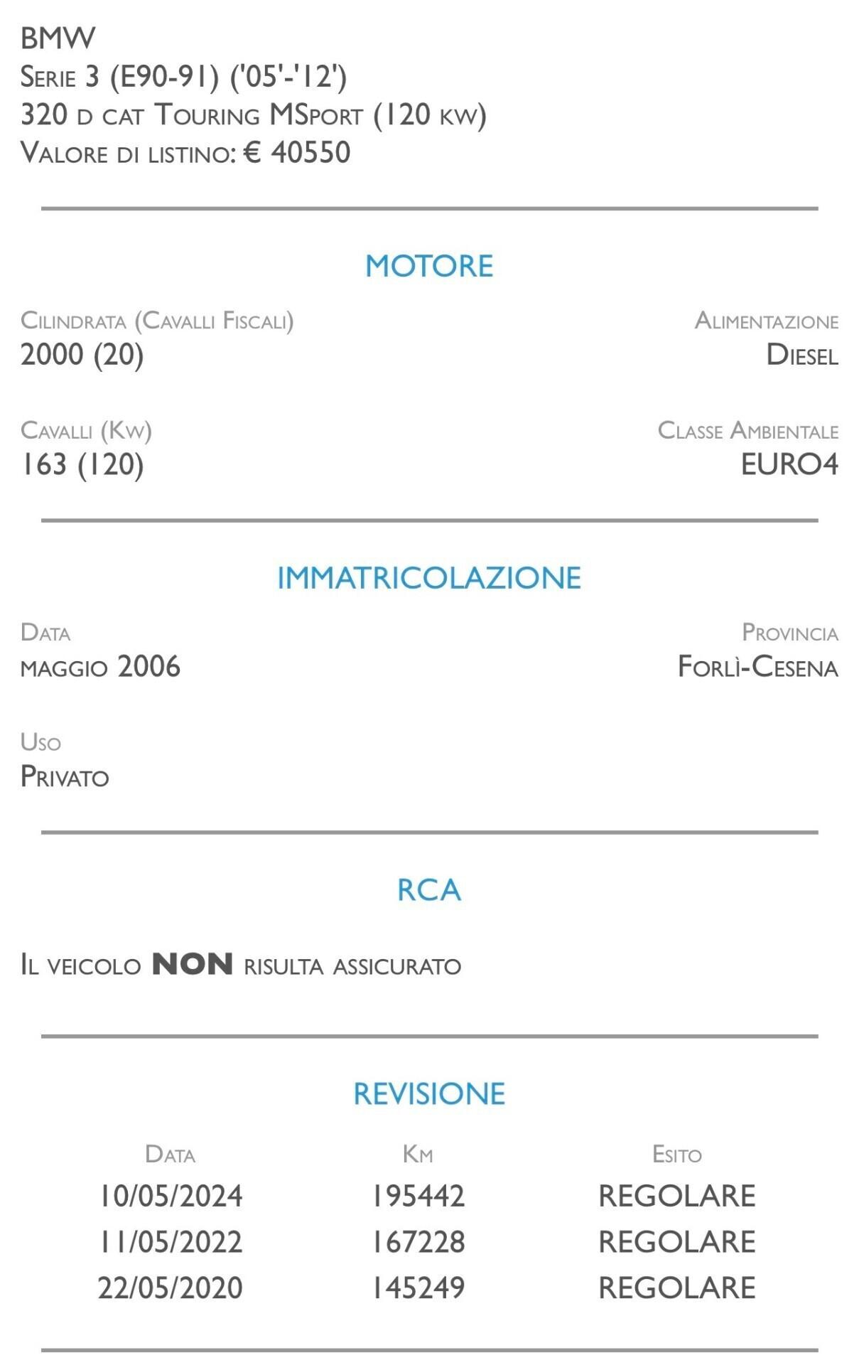 Bmw 320 320d cat Touring Futura - UNICO PROPRIETARIO