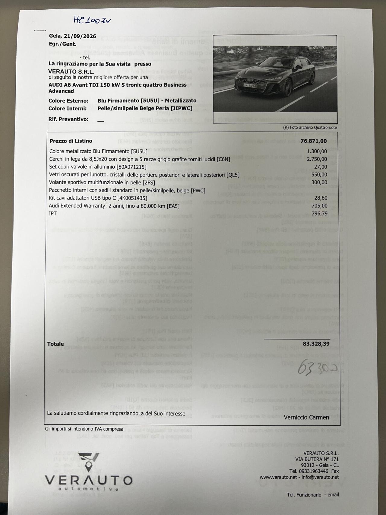 Audi A6 Avant 2.0 204cv tdi mhev Business Advanced quattro S tronic - ANTICIPO €18.900 NOLEGGIO NO SCORING