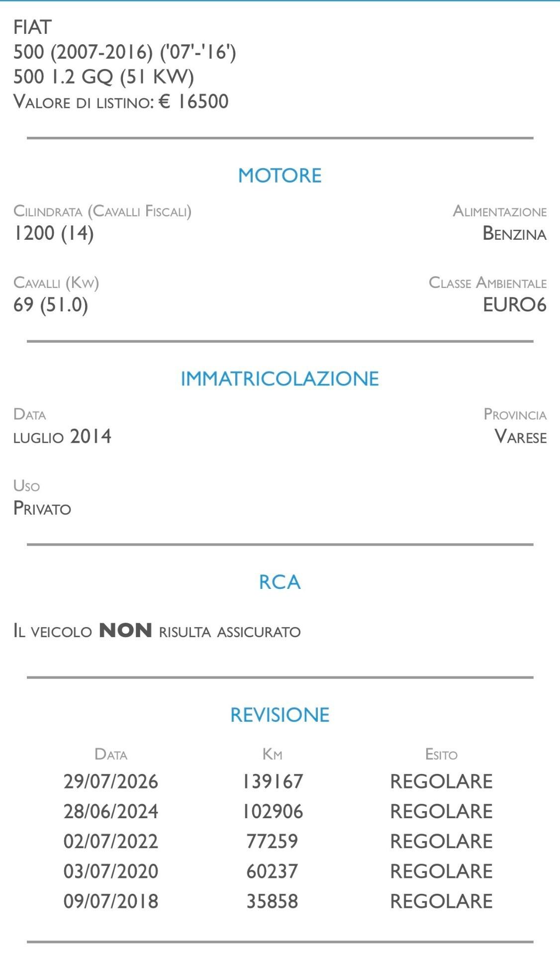 Fiat 500 1.2 GQ - IDEALE PER NEOPATENTATI