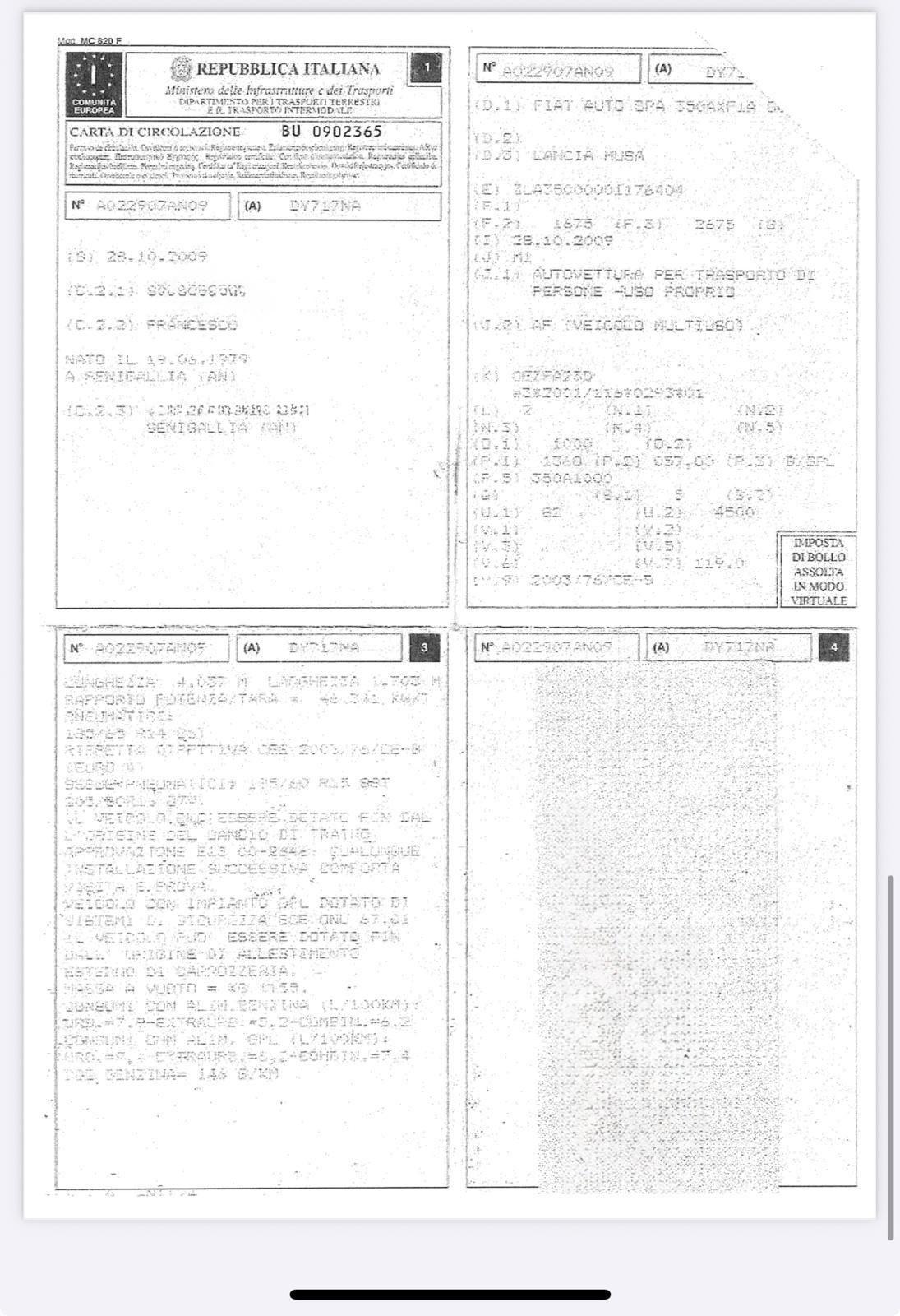 Lancia Musa Ecochic 1.4 Benzina GPL Neopatentati