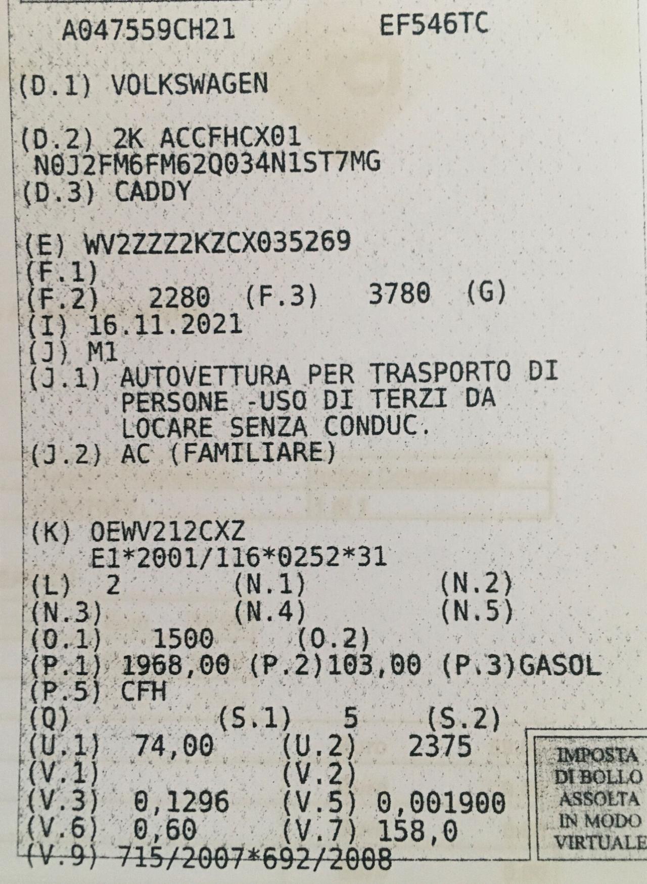 Volkswagen Caddy 2.0 TDI 140 CV 5p.PREZZO IVA COMPRESO