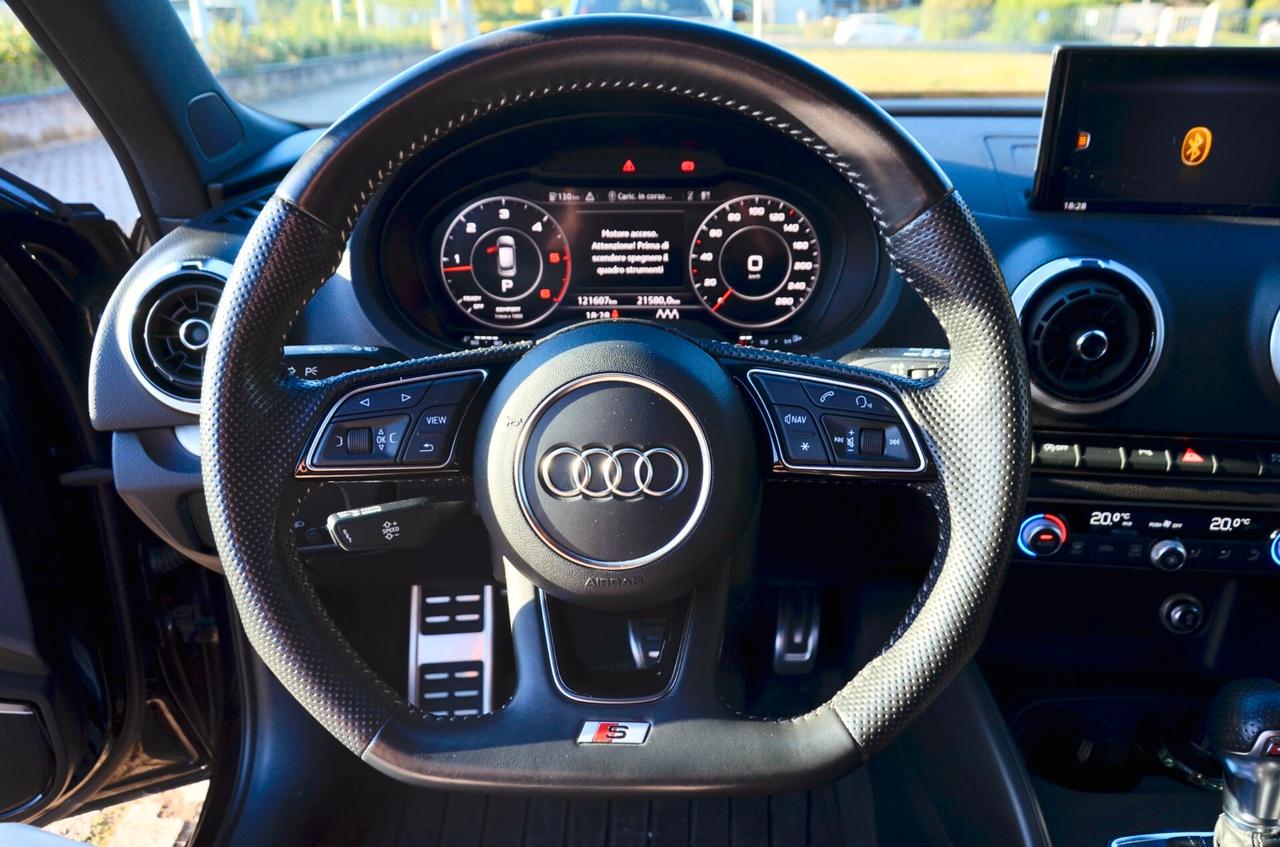 AUDI A3 SPORTBACK 40 2.0 TDI S-LINE INT+EXT QUATTRO 184cv S-TRONIC, EURO 6D, SERVICE AUDI, BANG&OLUFSEN, MATRIX, SEDILI SPORTIVI, 19", PERMUTE