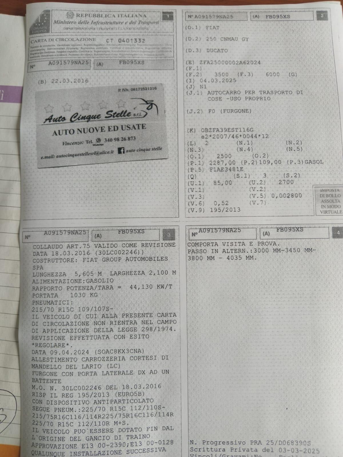 Ducato 35 2.3 MJT 150 CV CON CASSA VEICOLO PERFETTO