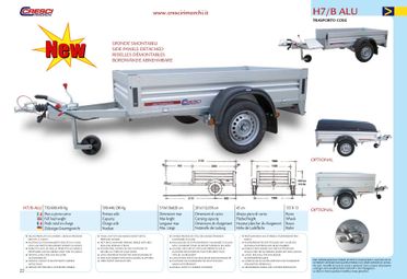 Rimorchio 750 Kg Cresci Rimorchi H7b Alu 201x112x35 Cm