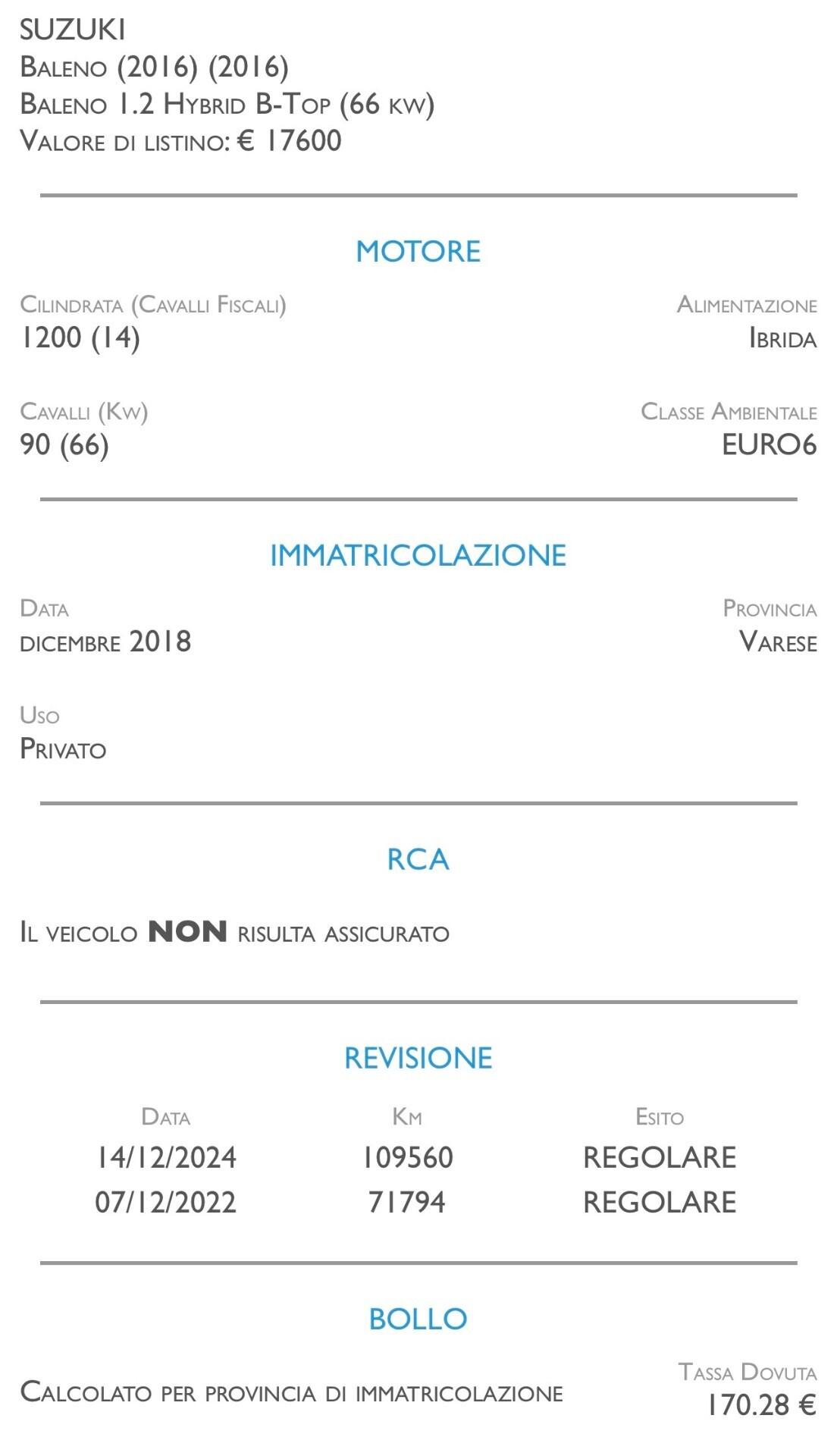 Suzuki Baleno 1.2 Hybrid B-Top - UNICO PROPRIETARIO