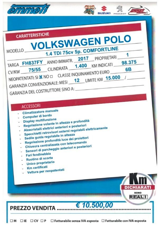 Volkswagen Polo 1.4 TDI 75cv 5p. Comfortline
