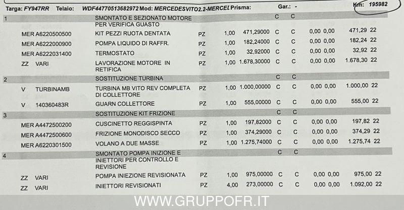 Mercedes-Benz Vito 1.7 110 CDI PC-SL Mixto Long NETTO IVA - MOTORE NUOVO CON FATTURE