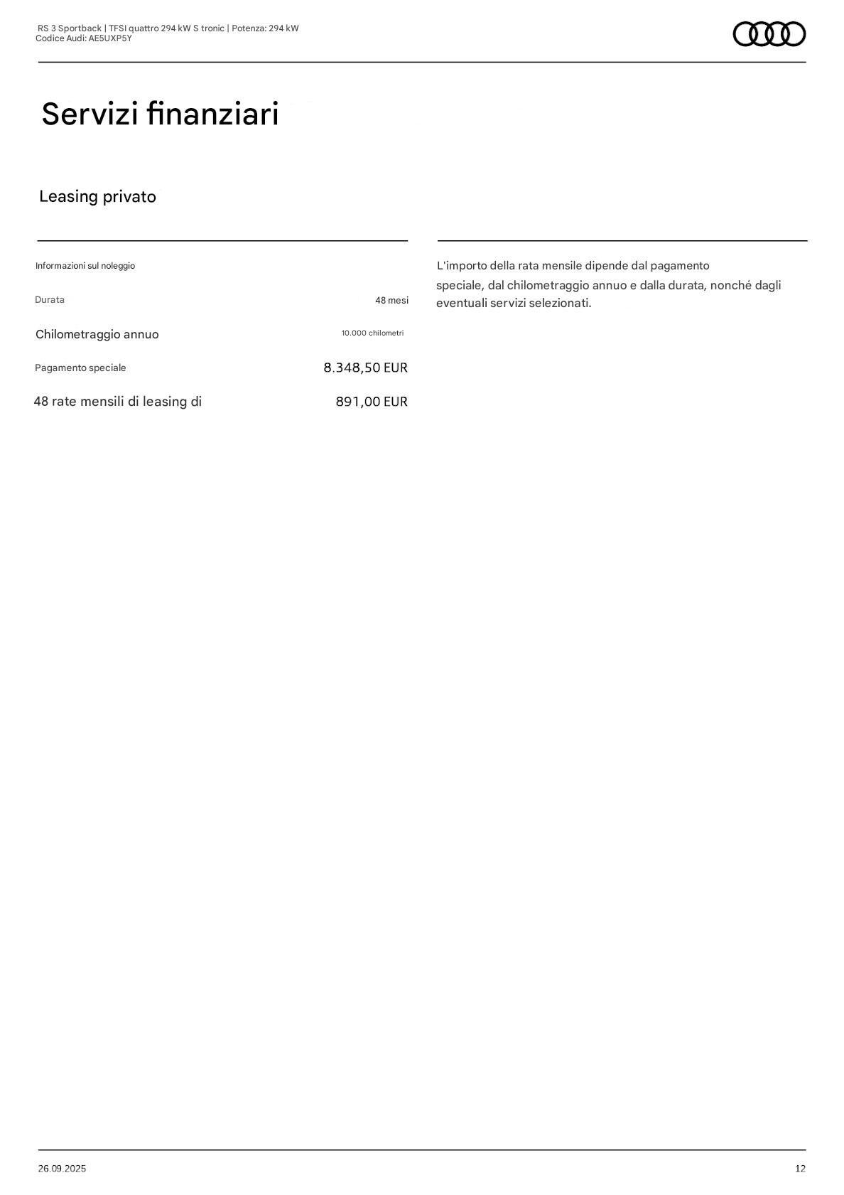 Audi A3 RS 3 Sportback TFSI quattro S tronic