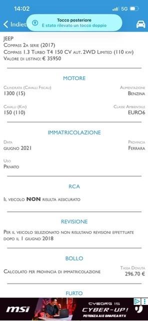 Jeep Compass 1.3 Turbo T4 150 CV aut. 2WD Business