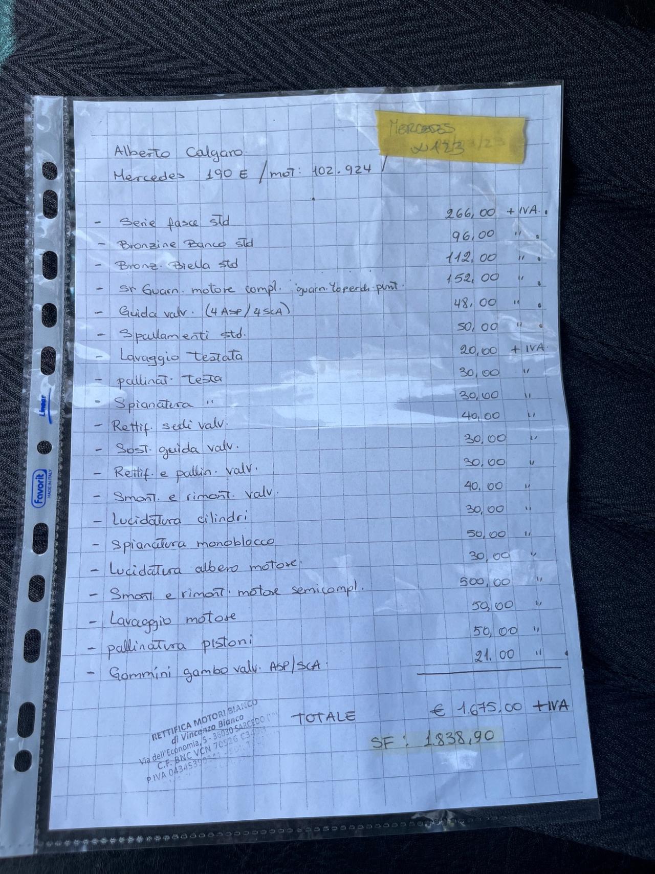 Mercedes benz 200 E w123 - Motore NUOVO
