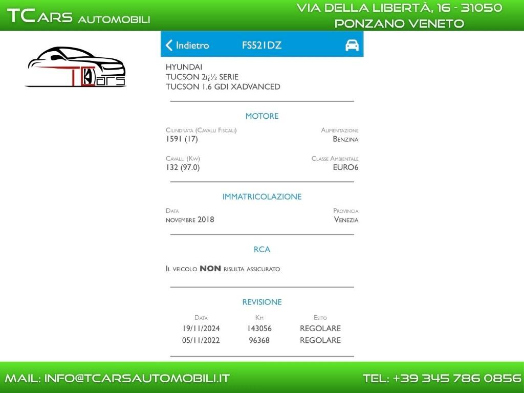 HYUNDAI TUCSON 1.6 BENZINA - EURO 6 - NEOPATENTATI