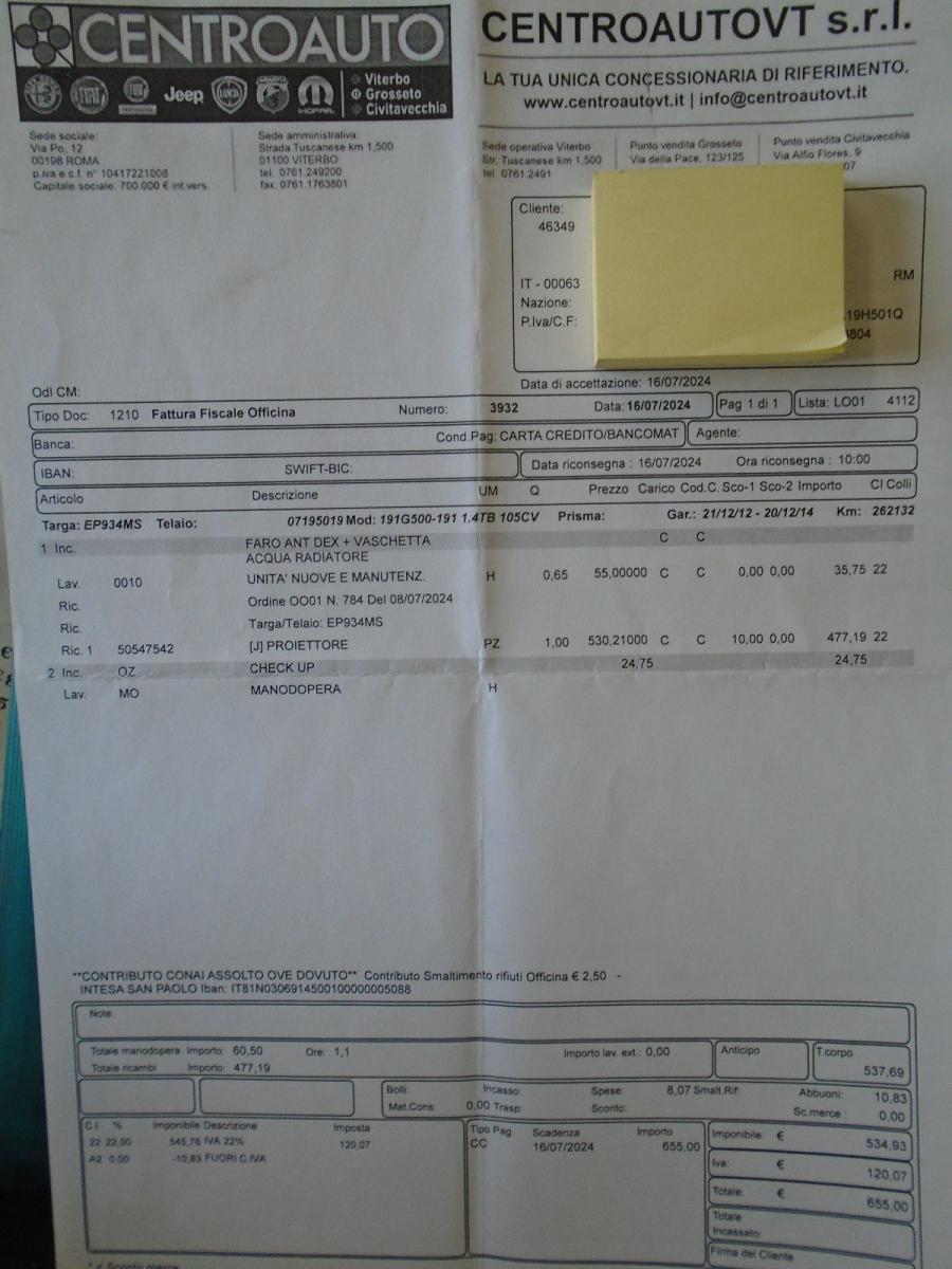 Giulietta 1.4 TB '2012 LAVORI E REVIS. CERTIFICATI