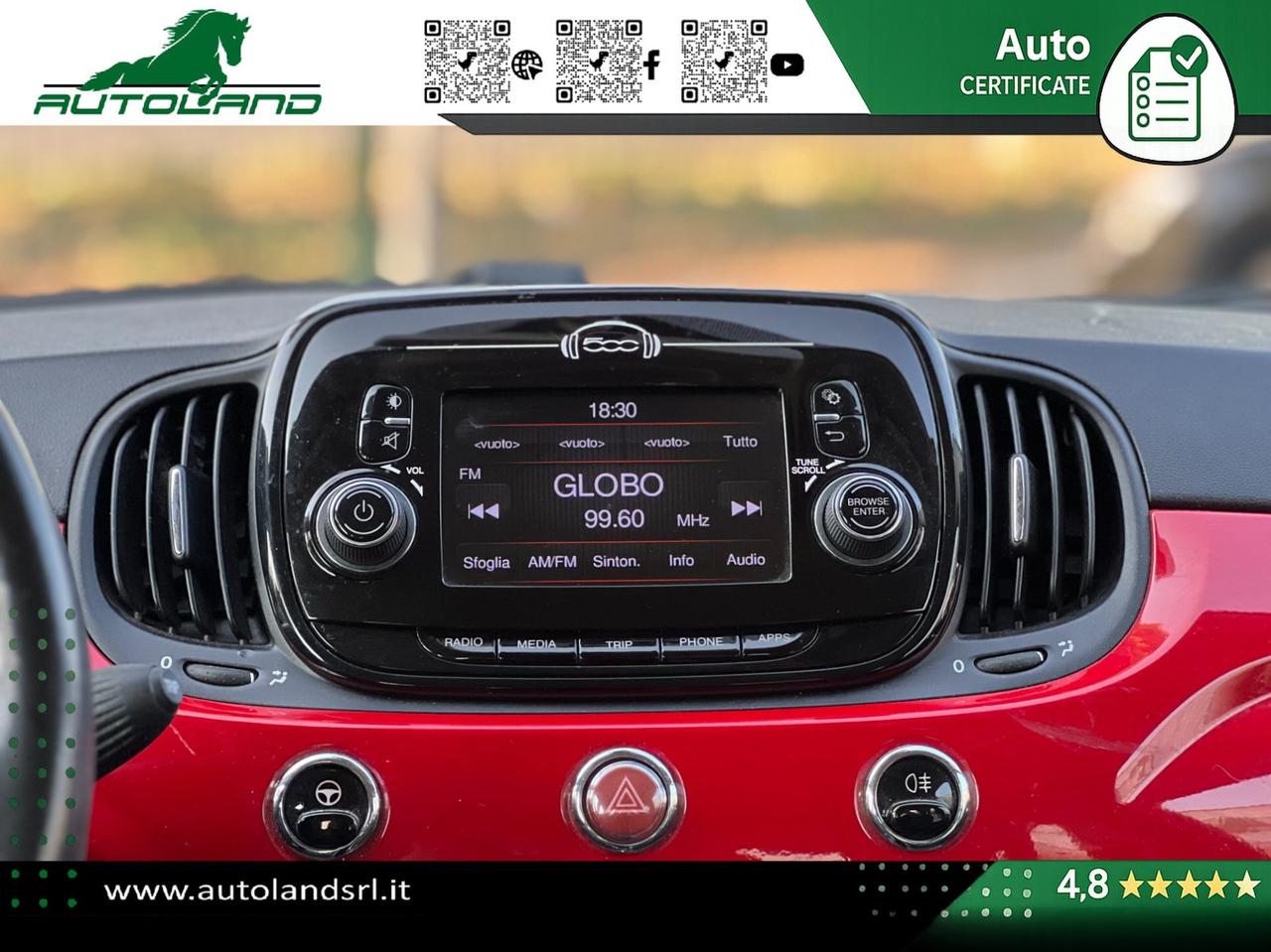 Fiat 500 1.2 69cv my19 Ok Neopatentati - Sensori di Parcheggio - Cruise Control - Uconnect 5"