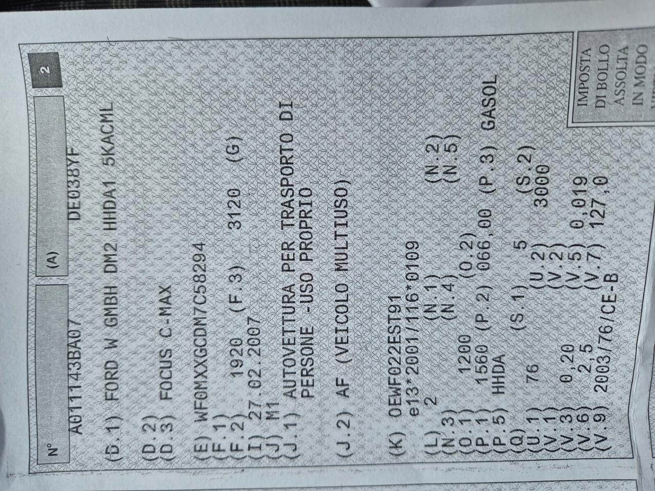 Ford Focus C-Max 1.6 TDCi (90CV) Ghia