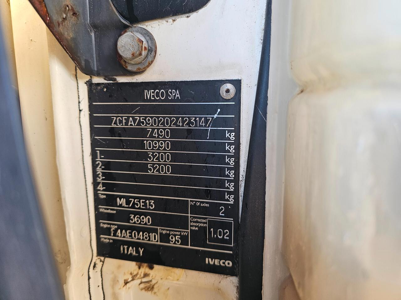 IVECO 75.13 ANNO 2004 TELAIO PII PEDANA