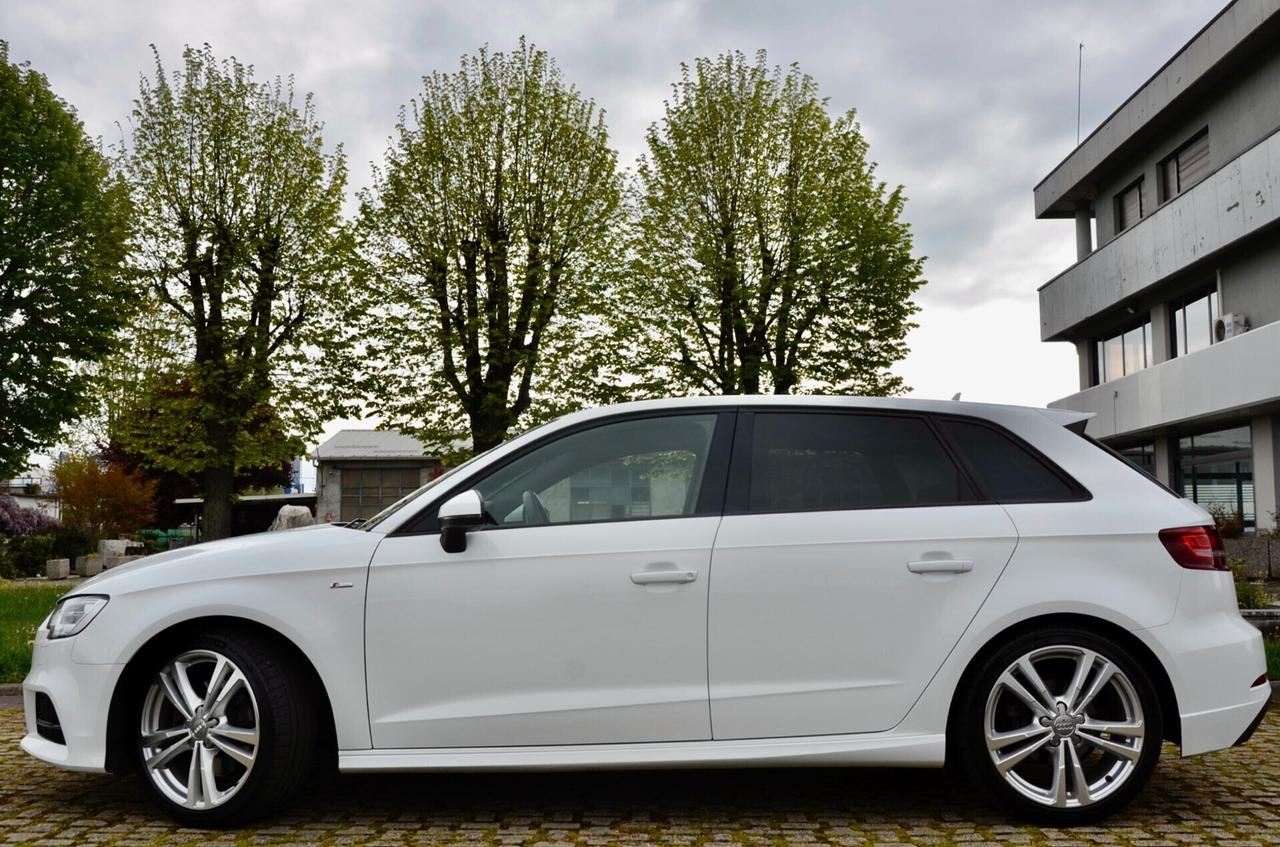 AUDI A3 SPORTBACK 2.0 TDI S-LINE INT EXT QUATTRO 150cv, UNICOPROP, UFF ITALIANA, EURO 6B, 18", NAVI, PERMUTE