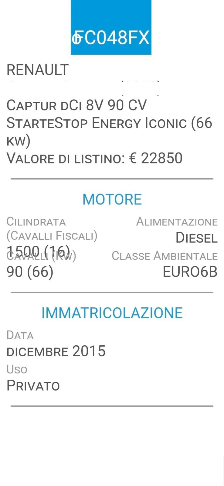 RENAULT CAPTUR 1,5 dCi-TAGLIANDI RENAULT-EURO 6-3 REVISIONI