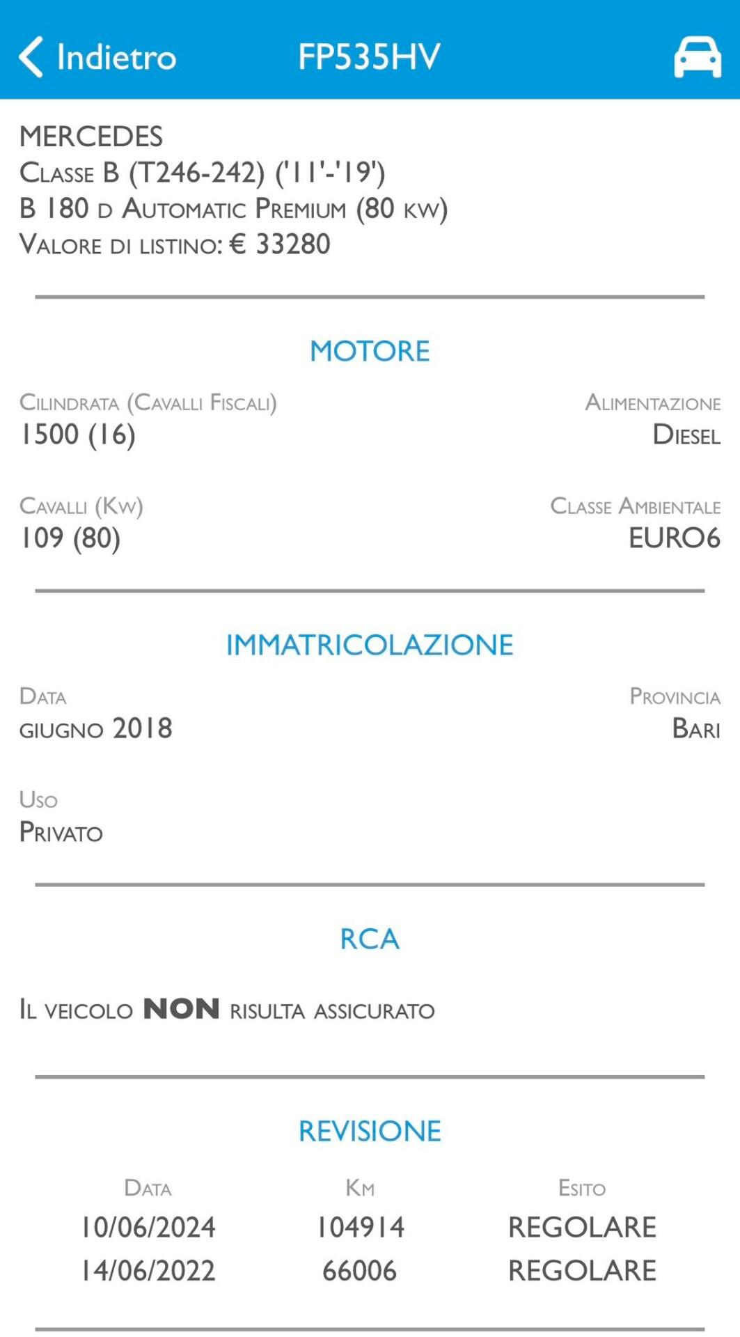 MERCEDES B180 PREMIUM AUTOMATICO - EURO 6