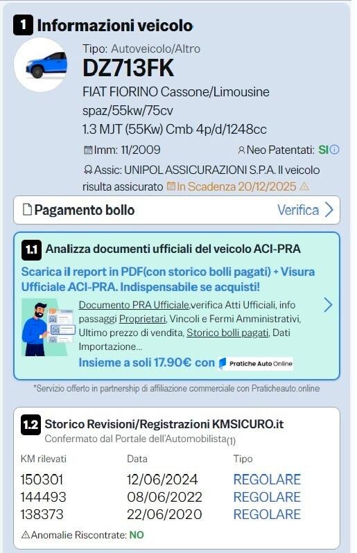 Fiat Fiorino 1.3 MJT 75CV Combi Semivetrato SX (N1)