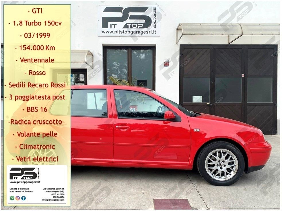 Volkswagen Golf 4 1.8 turbo 20V 150cv GTI - Rossa - Recaro Rossi - BBS