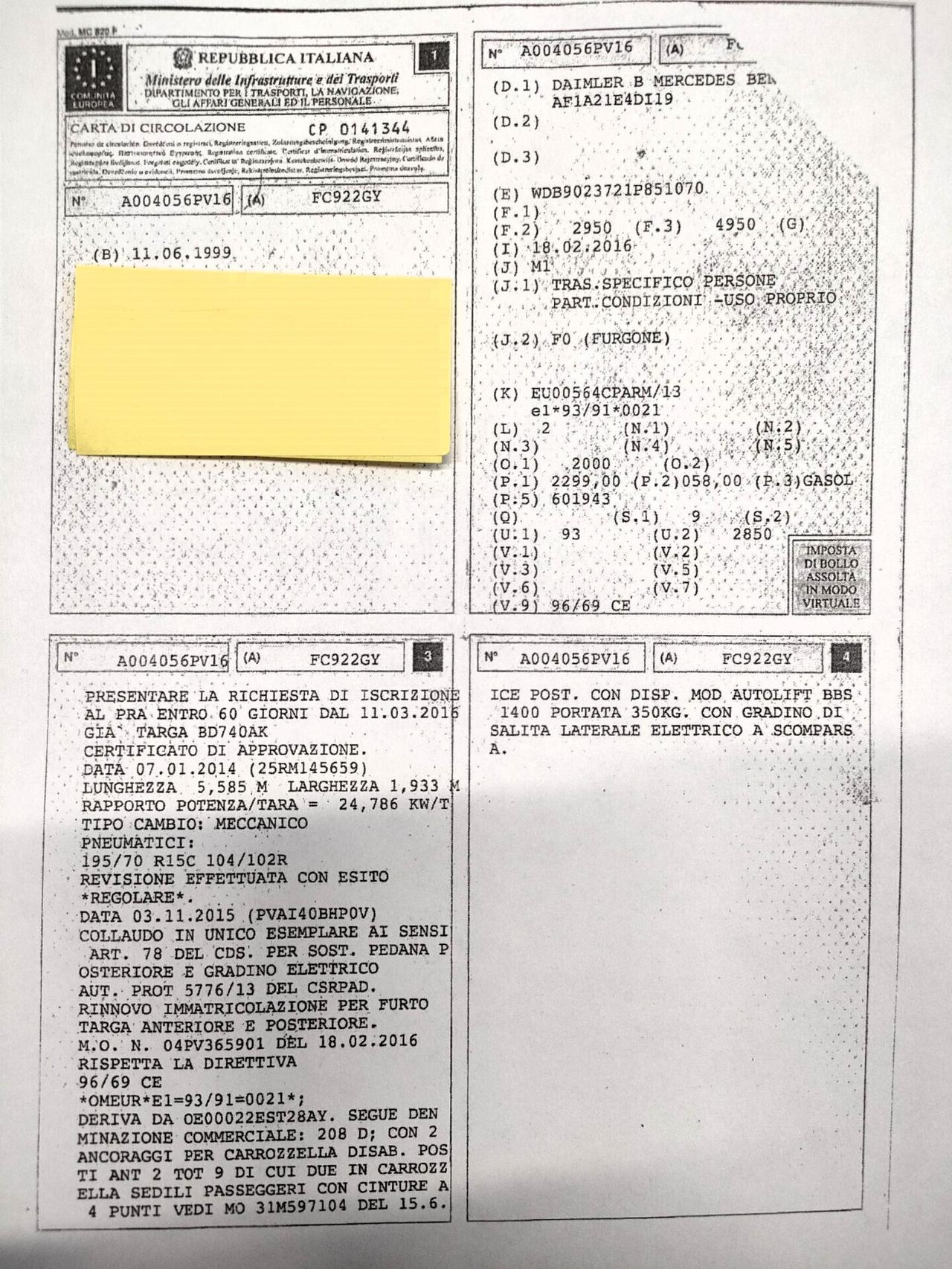 Mercedes Sprinter 2.3 D 9 posti-TRASPORTO DISABILI