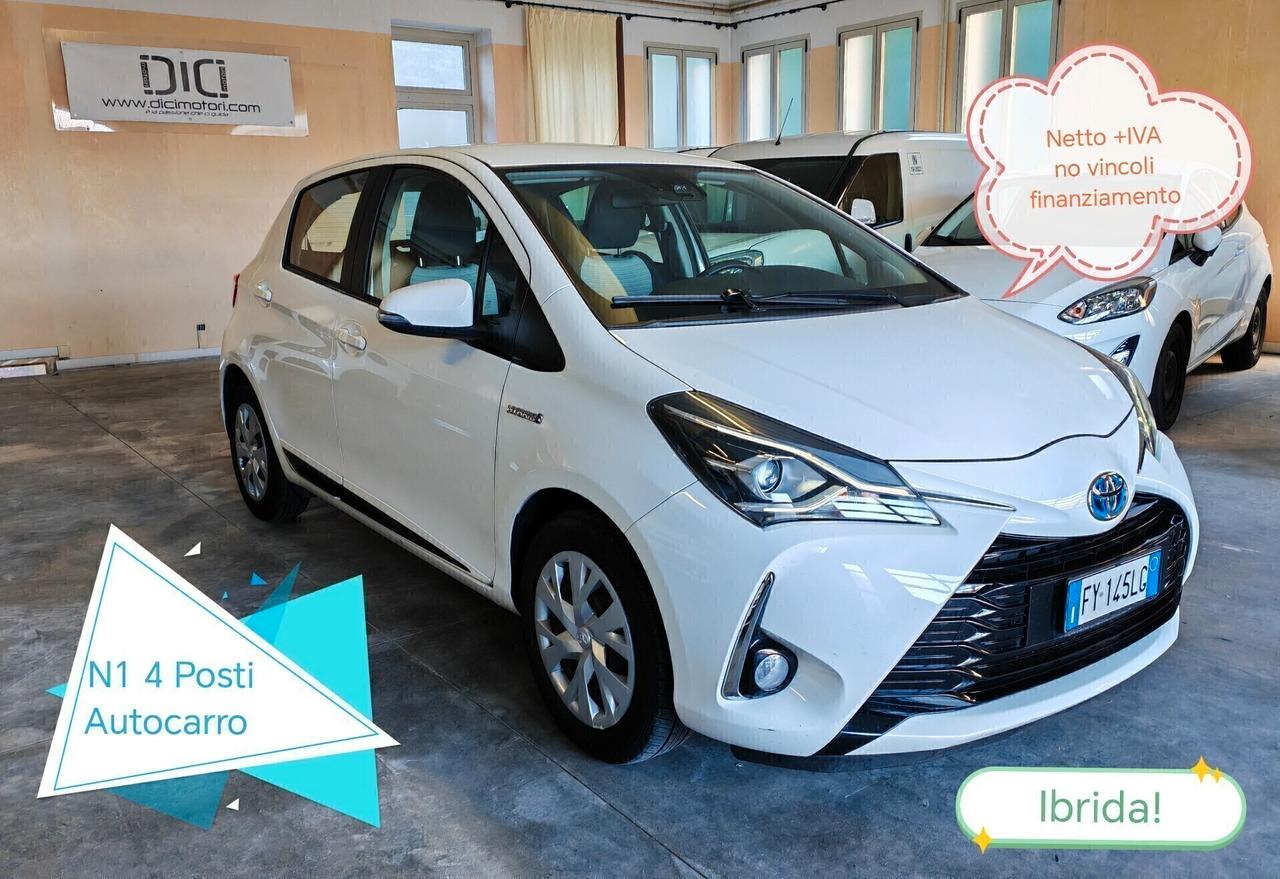 Toyota Yaris 5p 1.5 hybrid AUTOCARRO N1 4posti più IVA uniprop