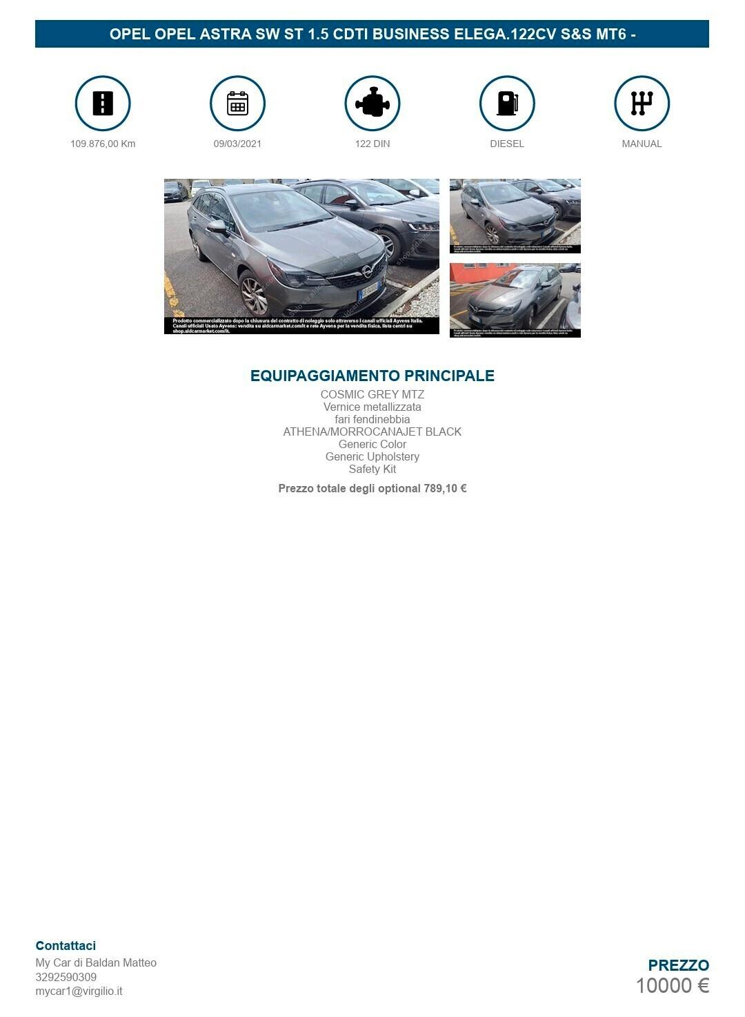 Opel Astra 1.5 CDTI 122 CV S&S Sports Tourer Business Elegance