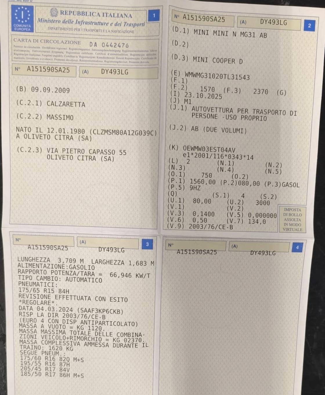Mini 1.6 16V Cooper D automatica 2009