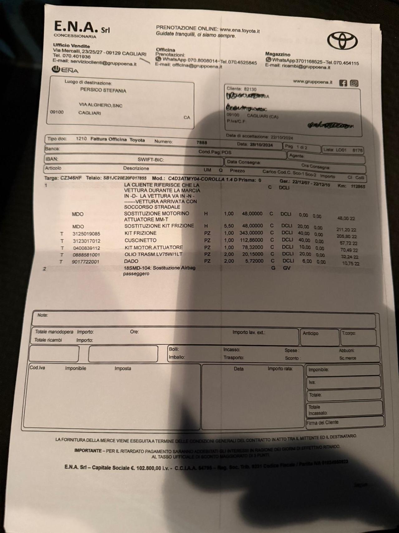 Toyota Corolla 1.4 Diesel- Cambio Automatico- Neopatentati