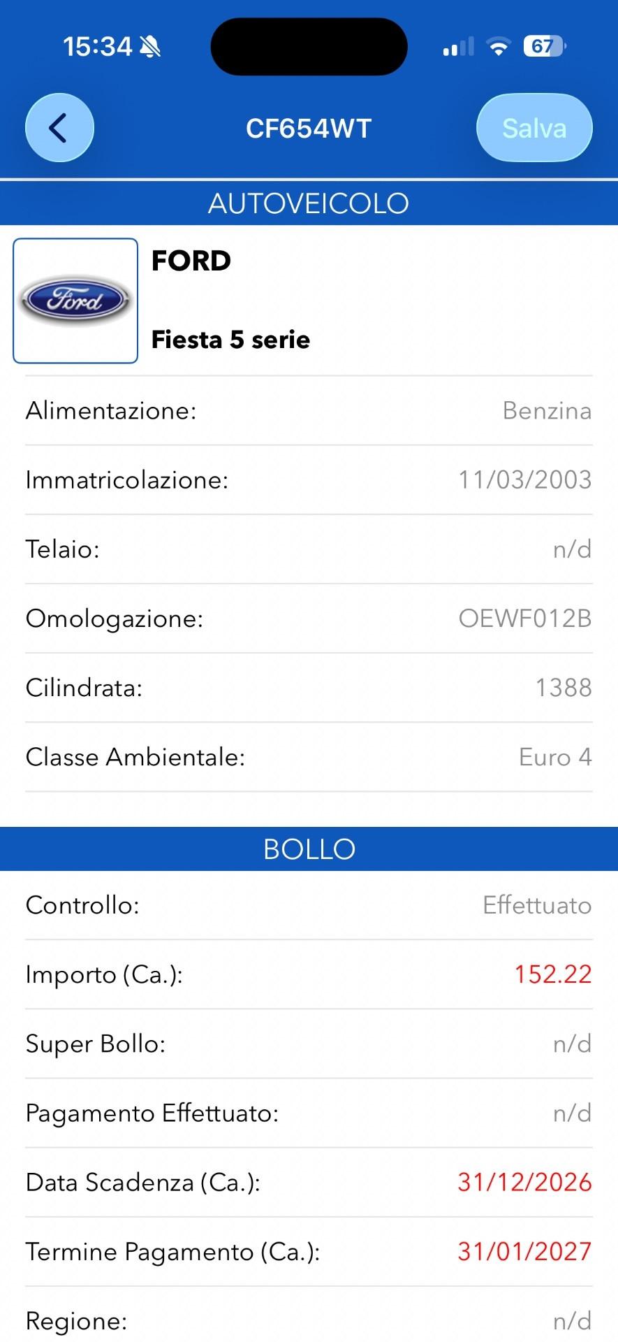 Ford Fiesta 1.4 16V 5p. Frizione da sostituire
